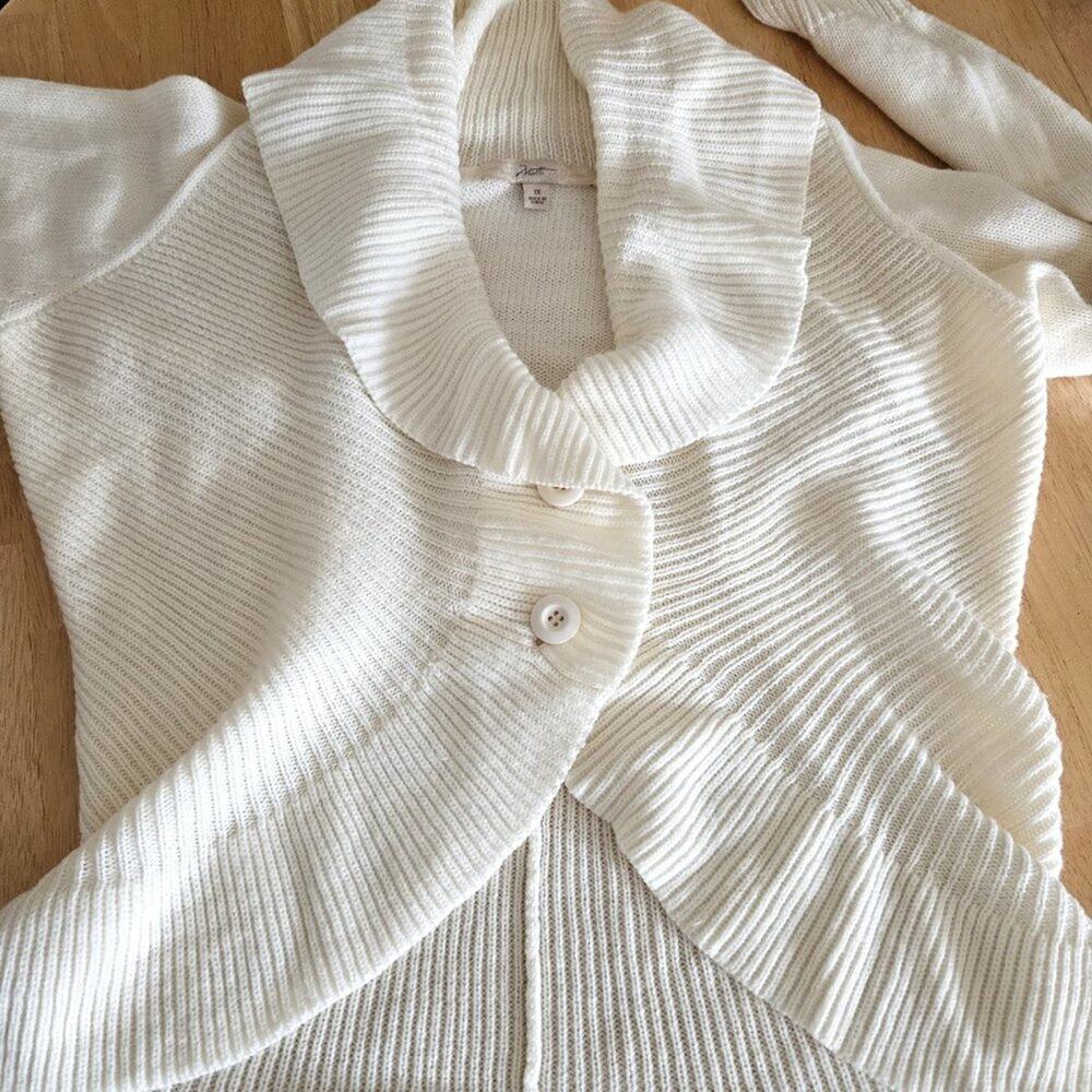 Motto Shawl Collar Cardigan Sweater Rib Knit Button Front -Cream-size 1X - Picture 8 of 8